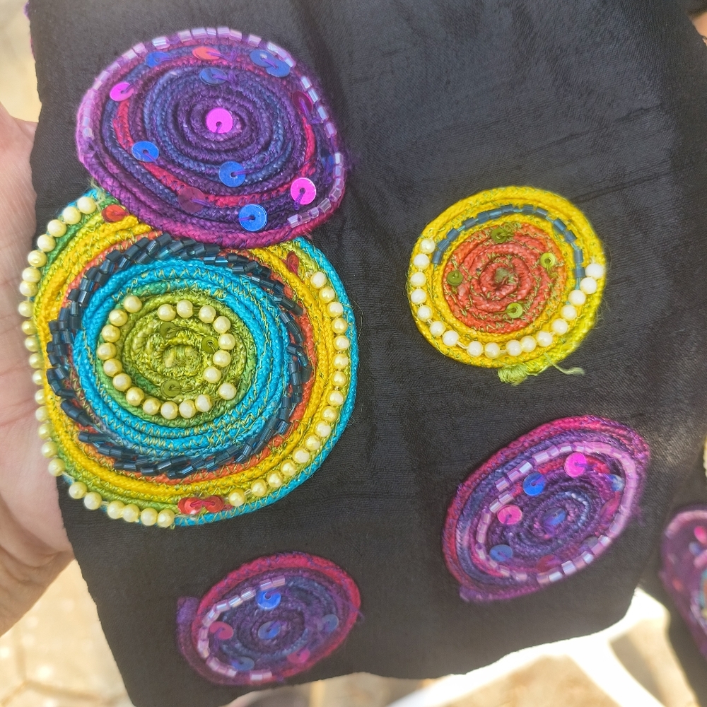 Anage Silk Black Jacket Vintage Art To Wear Embroidered Beaded Size Medium - Picture 7 of 8
